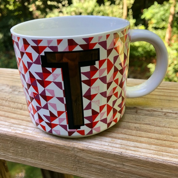 West Elm Monogram Initial T Letter Ceramic Coffee - Picture 1 of 9